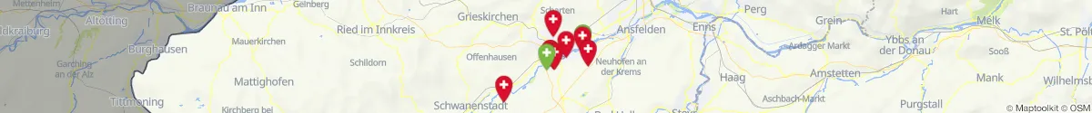 Kartenansicht für Apotheken-Notdienste in der Nähe von Wels  (Land) (Oberösterreich)